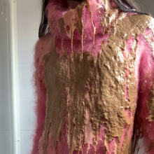 ombreflou: messy pink turtleneck sweater