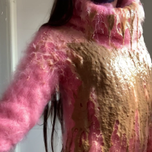 ombreflou: messy pink turtleneck sweater