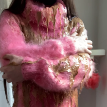 ombreflou: messy pink turtleneck sweater