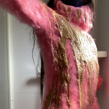 ombreflou: messy pink turtleneck sweater