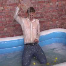WamtasticUK: Adam White Shirt Duck Dunking and Handcuffed in Clear Slime