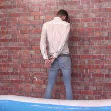 WamtasticUK: Adam White Shirt Duck Dunking and Handcuffed in Clear Slime