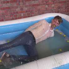 WamtasticUK: Adam White Shirt Duck Dunking and Handcuffed in Clear Slime