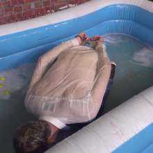 WamtasticUK: Adam White Shirt Duck Dunking and Handcuffed in Clear Slime