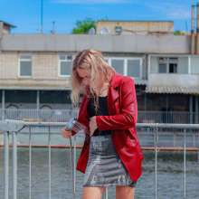 Wet Live Team: Awesome Wet Look in Coat, Heels and Skirt!  No Bra