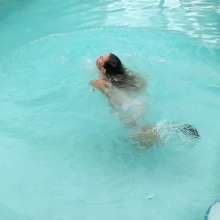 Tight and Wet Clothes: Candy Swims in Tight White Dress and Boots