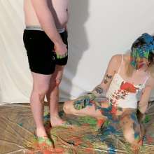 RevSlymsford: Guy Plays Messy Twister With Kaydens. Blowjob + Footjob