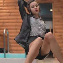 Wet Live Team: Heels and Coat Got Completely Wet in the Pool!  Wetlook Girl