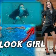 Wet Live Team: Heels and Coat Got Completely Wet in the Pool!  Wetlook Girl