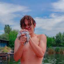Wet Live Team: Hot Wet Long Haired Guy in Casual Clothes!  Full Immersion