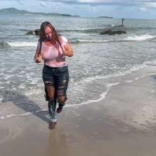 Wet_look_elena: Jeans and Lots of Oil