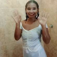 WetPlace: Mary Shower In White Clothes