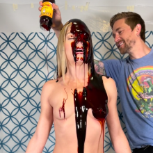 Slimed Models: Erin Tar and Feathered and Slopped Butt Naked by Her Ex-Boyfriend!