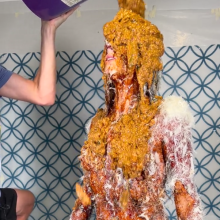 Slimed Models: Erin Tar and Feathered and Slopped Butt Naked by Her Ex-Boyfriend!