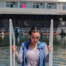 Wet Live Team: She's All Wet in a Denim Jacket and Jeans and a T-shirt!