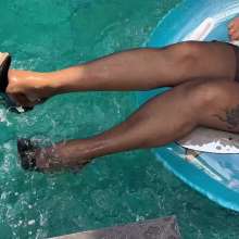 Wet_look_elena: Silver Party Dress in the Pool