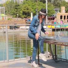 Wet Live Team: Sonya Got Completely Wet in a Denim Jacket and a Hat!