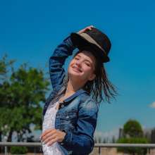Wet Live Team: Sonya Got Completely Wet in a Denim Jacket and a Hat!