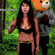 SlapstickStuff: Adorable Mya Gets Humiliated By The "Bear-Man"