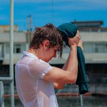 Wet Live Team: This Curvy Guy Looked Great in Wet Clothes!  Wetlook Street