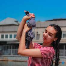 Wet Live Team: Valeria Took a Hot Swim in Jeans and Hoodie, without a Bra