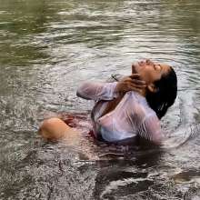 wet.look.me: Wetlook girl in mountain river in skirt and shirt get wet | Wetlook.biz