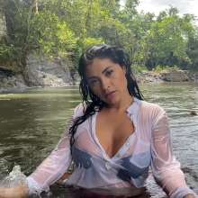 wet.look.me: Wetlook girl in mountain river in skirt and shirt get wet | Wetlook.biz