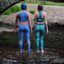 DungeonMasterOne: Maude and new girl Charity inspect the river in sportswear!