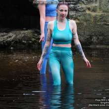 DungeonMasterOne: Maude and new girl Charity inspect the river in sportswear!