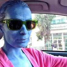 DrVenkman: Felicia Day Body Paint for Car Ad from 2014