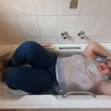 Darkabyss445: Blue Jeans and White Shirt Soaked in Bathtub