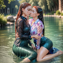 Wetmaxiskirts: Glamour AI Wetlook--Second Lesbian Couples Selection