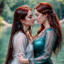 Wetmaxiskirts: Glamour AI Wetlook--Second Lesbian Couples Selection
