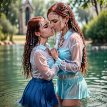 Wetmaxiskirts: Glamour AI Wetlook--Second Lesbian Couples Selection