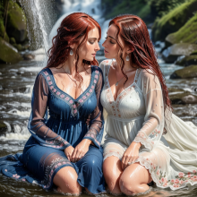 Wetmaxiskirts: Glamour AI Wetlook--Second Lesbian Couples Selection