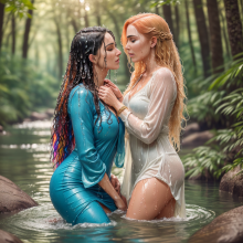 Wetmaxiskirts: Glamour AI Wetlook--Second Lesbian Couples Selection