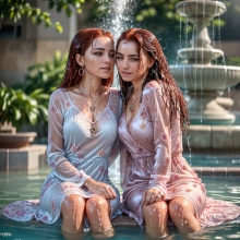 Wetmaxiskirts: Glamour AI Wetlook--Second Lesbian Couples Selection