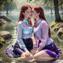 Wetmaxiskirts: Glamour AI Wetlook--Second Lesbian Couples Selection
