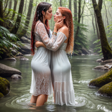 Wetmaxiskirts: Glamour AI Wetlook--Second Lesbian Couples Selection