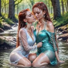Wetmaxiskirts: Glamour AI Wetlook--Second Lesbian Couples Selection