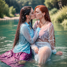 Wetmaxiskirts: Glamour AI Wetlook--Second Lesbian Couples Selection