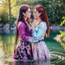 Wetmaxiskirts: Glamour AI Wetlook--Second Lesbian Couples Selection
