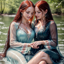Wetmaxiskirts: Glamour AI Wetlook--Second Lesbian Couples Selection
