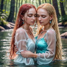 Wetmaxiskirts: Glamour AI Wetlook--Second Lesbian Couples Selection