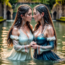 Wetmaxiskirts: Glamour AI Wetlook--Second Lesbian Couples Selection