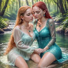 Wetmaxiskirts: Glamour AI Wetlook--Second Lesbian Couples Selection