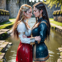 Wetmaxiskirts: Glamour AI Wetlook--Second Lesbian Couples Selection