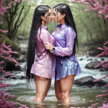 Wetmaxiskirts: Glamour AI Wetlook--Second Lesbian Couples Selection