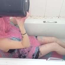 Thefetishgirl: Getting Gunged in My Silk Slip