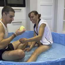 Wamgirlx: Indoor Water Pool Wetlook Ends with Crazy Sex
